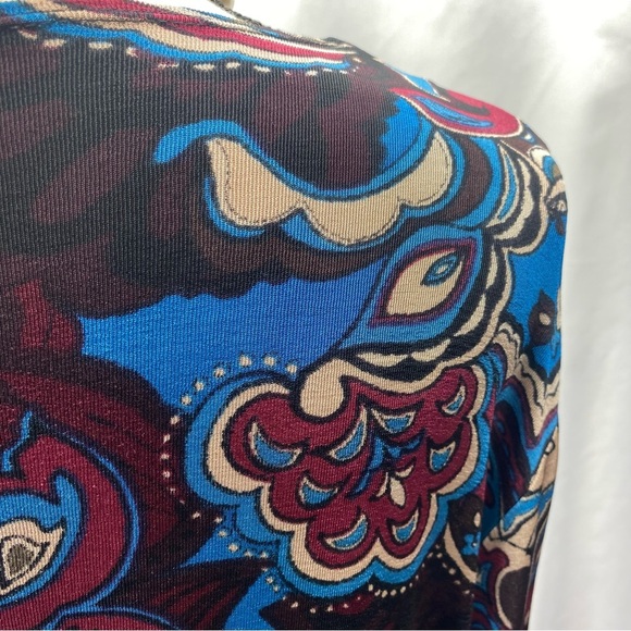 Chico's Travelers Multicolor Paisley Blouse W 3 baby doll front with knot detail - Picture 8 of 13